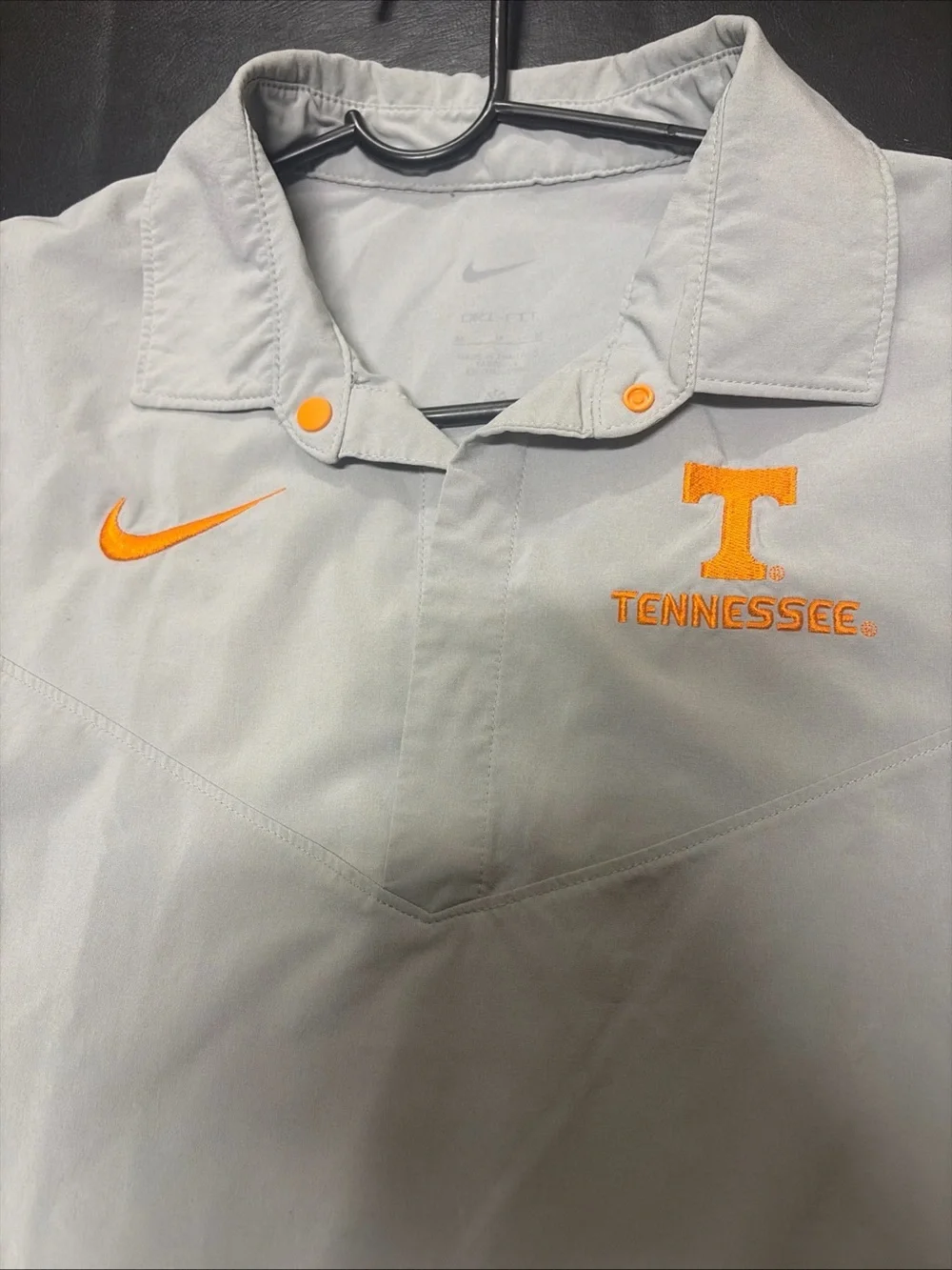 Nike Light Gray Pullover Polo with Orange Tennessee Logos